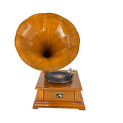 Antique Record Player Gramophone
Vintage Style Gramophone with Speaker
Functional Gramophone with Real Disc
Old Style Wooden Gramophone Player
Old-fashioned gramophone with polished wood finish
Collectible retro record player with brass accents
Indian handmade gramophone for home decoration
Brass and iron gramophone for music lovers