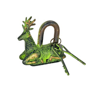 Brass deer padlock
Vintage brass lock
Handmade deer padlock
Brass lock with keys
Deer motif padlock
Indian brass lock
Rustic deer padlock