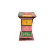 Hand Painted Wooden Pilar Table With storage Drawer