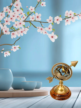 Brass World Globe with Arrow Sundial
Armillary Sphere with Compass Arrow
Pure Brass Armillary Sphere India