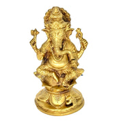 Handcrafted Brass Lakshmi Ganesha Qatar /
 Hand Engraved Lakshmi Ganesha Bahrain /
 9 Inch Lakshmi Ganesha Brass Statue / Brass Metal Lakshmi Ganesha Sculpture /
