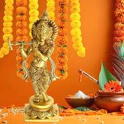 Brass Hindu God Statue Middle East/
Krishna Murti for Home Temple UAE/
Traditional Krishna Idol Brass/
Brass Krishna Statue for Pooja/
Brass Krishna Idol for Living Room UAE/
Indian God Statue Brass Dubai/