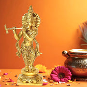 Handmade Brass Krishna Sculpture/
Krishna Murti for Home Temple UAE/
Traditional Krishna Idol Brass
Decorative Krishna Idol Middle East/
Brass Krishna Idol for Living Room UAE/