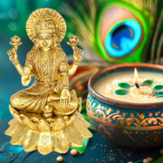 Traditional Indian Pooja Idol / 
Brass Lakshmi Idol For Gift / 
Hand Engraved Brass Lakshmi / 
Brass Lakshmi Goddess statue /