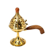 Decorative Brass Incense Pot with Handle
Cut Work Brass Oud Burner for Majlis
Luxury Brass Bakhoor Holder UAE
Wood Handle Brass Incense Burner