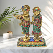 Radha Krishna gift item 
Religious Radha Krishna figurine for home
Brass Radha Krishna pooja decor item
Radha Krishna handmade brass art
Made in India Radha Krishna idol