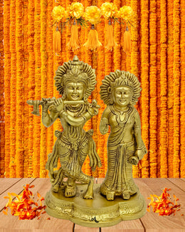 Radha Krishna brass idol UAE
Solid brass Krishna sculpture
Radha Krishna spiritual statue
Divine couple brass statue