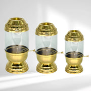 Brass Akhand Jyot with cover
Religious brass lamp for prayer
Indian artisan-made brass diya
Brass diya for Diwali decor
Gold polish temple diya lamp