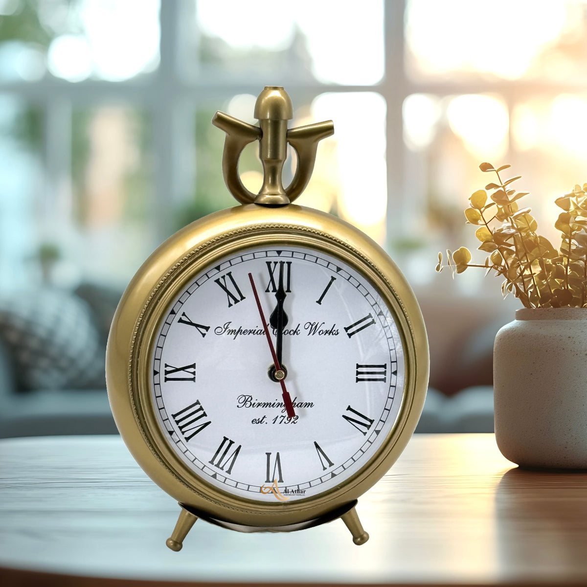 Vintage Brass Metal Table Clock with Roman Numerals – Silent Quartz ...