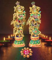 Pooja Radha Krishna Brass Statue
Radha Krishna Pair for Gifting 
Radha Krishna Couple Statue Brass