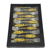Elegant tableware set
Brass stainless cutlery
Premium dining forks
Handcrafted spoon set
UAE luxury cutlery
Brass spoon and fork
12 pcs dinner set
Luxury cutlery UAE
Boxed cutlery gift
Gold-plated utensils