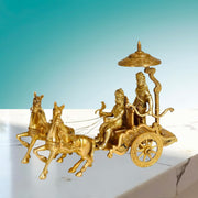 Hindu brass spiritual decor
Arjun Rath brass idol
Mahabharata brass chariot
Brass Rath with horses
Brass Arjun chariot statue
Traditional brass home decor
Brass pooja chariot idol