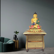 Brass Buddha Sculpture for Meditation/Solid Brass Gautam Buddha Idol/
Dharmachakra Mudra Buddha Statue/
Sakyamuni Brass Buddha Idol UAE/