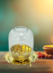 Brass akhand Jyoti diya with adjustable bati  knobe
