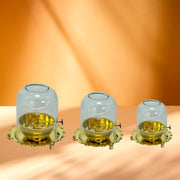 Brass akhand Jyoti diya with adjustable bati  knobe