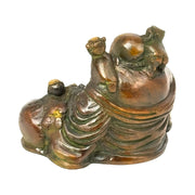 Brass Buddhism 5 boy lad happy laughing Buddha lucky figurine with patina finish