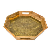 Wooden Serving Tray With Brass Fitting with natural polish finish