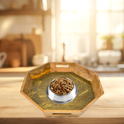Wooden Serving Tray With Brass Fitting with natural polish finish