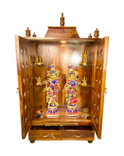 Solid wood home temple with natural wood finish