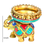 Brass Pooja Urli With Elephant With Hand Engraved