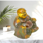 Brass Buddhism 5 boy lad happy laughing Buddha lucky figurine with patina finish