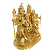 Brass Handcrafted Shiva Family With Gold Antique Finish
