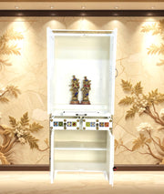 White Pooja Mandir, 
Sheesham Wood Temple,
 Handcrafted Pooja Temple,
 Hand-Carved Pooja Mandir,