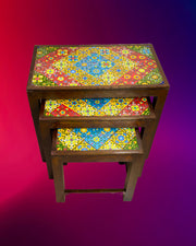 Handcrafted Indian table set
Vintage wooden accent tables
Arabic majlis side tables
Rustic mango wood furniture
Handmade furniture UAE