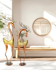 Outdoor deer set
Metal vintage deer set
Gold antique finish deer pair
Handmade deer pair
35 inches height deer sculpture
Rajasthani made deer set
Home decoration deer figurines
