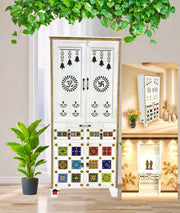 White Pooja Mandir, 
 Handcrafted Pooja Temple,
 Indian Wooden Mandir,
 Hand-Carved Pooja Mandir,