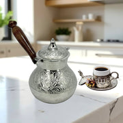Silver brass Turkish coffee maker Dubai
Middle Eastern coffee pot Sharjah
Turkish coffee serving pot UAE
Antique brass coffee pot with lid Dubai
Silver finish Turkish coffee cezve UAE