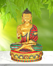 Brass Gautam Buddha Idol/
Yellow Antique Finish Buddha Idol/
Handcrafted Brass Buddha UAE/
Meditation Buddha Statue Dubai/
Buddha Statue with Stone Work Sharjah/