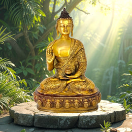 Beautiful Brass Buddha Sculpture
Superfine Hand Engraved Buddha
Patina Finished Buddha Statue
Handcrafted Brass Buddha Idol