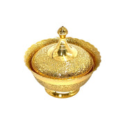 Gold Plated Brass Dish for Serving
Embossed Brass Storage Jar for Table