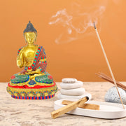 Solid Brass Gautam Buddha Idol/
Handmade Brass Buddha with Stone Work/
Lord Gautam Buddha Blessing Pose/
Dharmachakra Mudra Buddha Statue/
Sakyamuni Brass Buddha Idol UAE/
Antique Look Buddha for Home Decor/