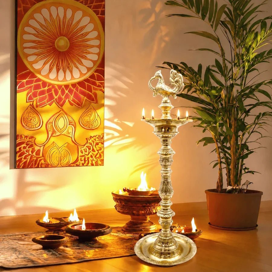 Buy Traditional Brass Peacock Nilavilakku in Dubai, UAE | Al Athar Arts
