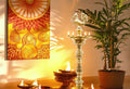 Brass inauguration peacock oil lamp with gold finish