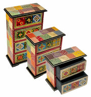 Wooden Drawar With Hand Painted And With Ceramics Tiles Work