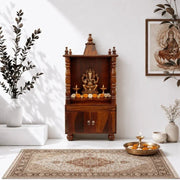 Handmade Sheesham Wood Devghar Mandap with Storage