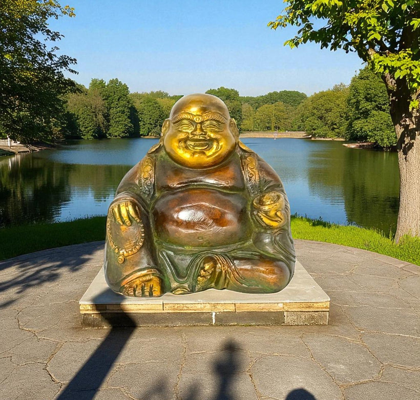 Vintage Brass Laughing Buddha Statue – A Symbol of Prosperity & Joy