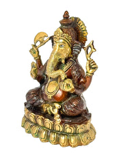 Brass Hand Made Laxshmi Ganesh Statue With Copper Antique