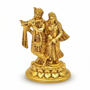 7 inch brass Radha Krishna figurine,Handmade Radha Krishna brass idol,Gold antique Radha Krishna pair statue,Traditional Radha Krishna loving pair,Radha Krishna idols for living room,