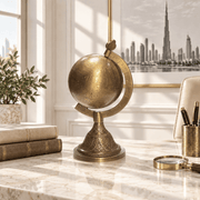Patina Finish Brass World Globe,  Handmade Brass Arabic Globe, Arabic Writing Globe Decor, Middle Eastern Style Brass Globe, Traditional Arabic World Globe.