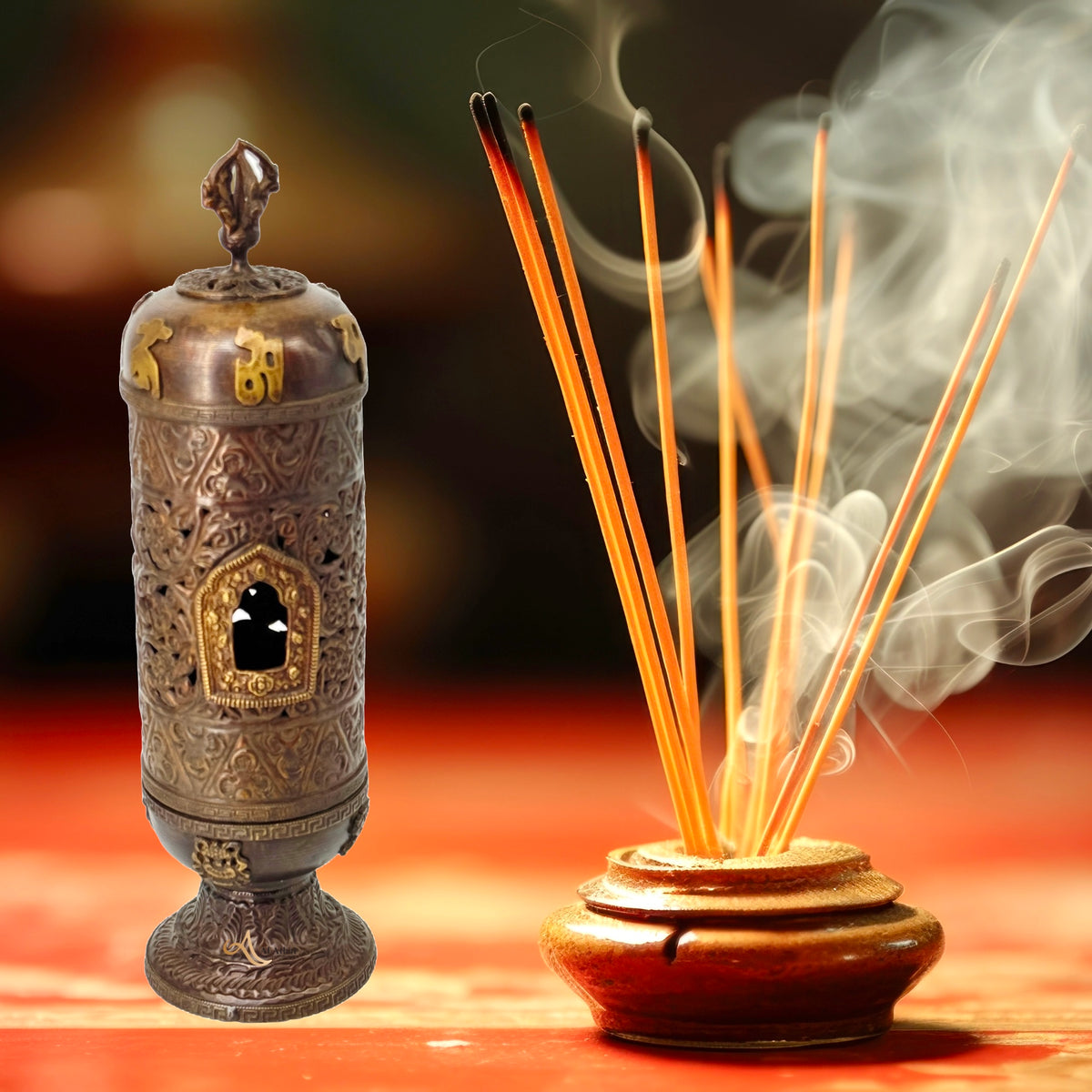 Handcrafted Nepalese Buddhist Brass Incense Stick & Mantra Burner ...