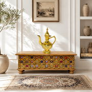 Wooden Handcrafted Trunk Box,Mango Wood Storage Box,Indian Wooden Trunk with Tiles,Solid wood Storage Box for Living Room,Wooden Trunk Box Sharjah Store,Handcrafted Wooden Trunk Chest,

