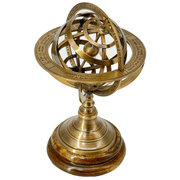 zodiac armillary sphere, brass zodiac globe, planetary ring globe, astronomical ring sphere, rotating brass ring globe, ptolemaic armillary sphere, vintage celestial sphere, 