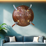 Brass antique battle shield UAE
Hand engraved brass shield Dubai
Vintage wall hanging shield UAE
Brass wall décor for home
Indian handcrafted brass shield
Antique brass sword wall art