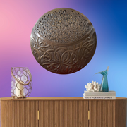 Handcrafted iron shield décor
Indian artisan wall decoration
Rustic metal wall art
Vintage iron shield for walls
Hand-carved metal shield
Traditional Indian metal art