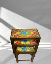 Handcrafted Indian table set
Vintage wooden accent tables
Handmade furniture UAE