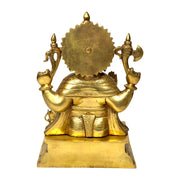 Brass Lord Ganesha Goddess Idol With Hand Engraved 14X9 Inches